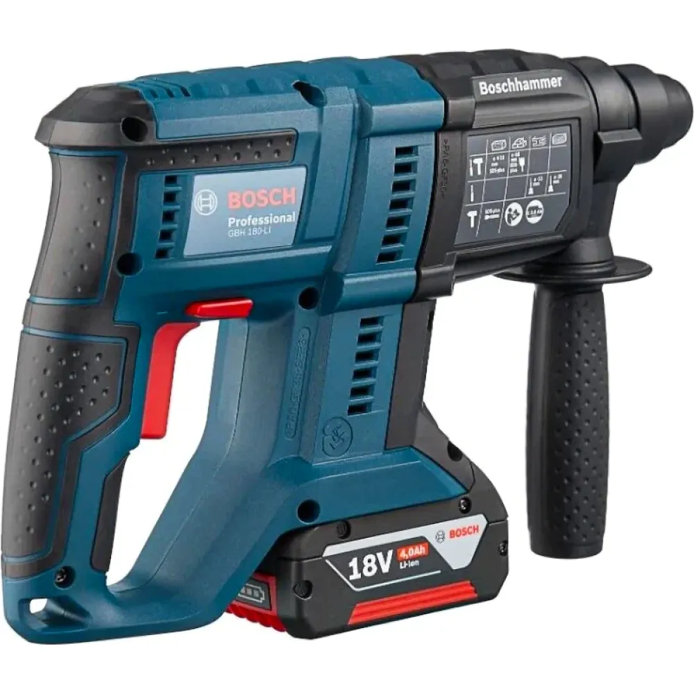 Набор аккумуляторного инструмента Bosch Professional: угловая шлифмашина GWS 180-LI с перфоратором GBH 180-LI (2 х 4 Ач, ЗУ), 0615990N05