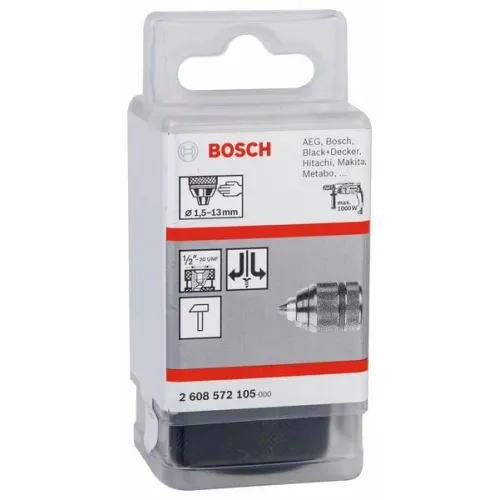Bosch Keyless Chuck быстрозажимной сверлильный патрон 1.5-13 мм, 1/2 дюйма - 20 с П/Л вращением и фиксатором, 2608572105