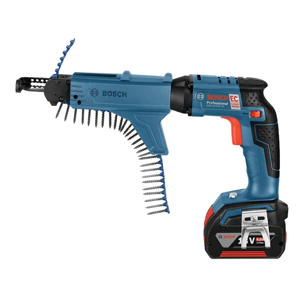 Bosch GSR 18 V-EC TE Professional аккумуляторный шуруповерт (2 x 5 Ач, ЗУ) с магазинной насадкой, 06019C8006