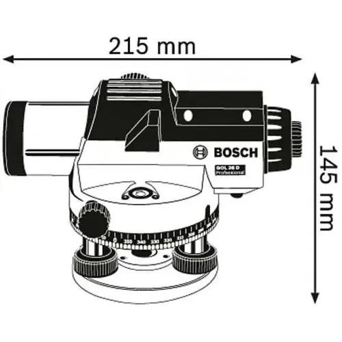 Bosch GOL 26 D Professional оптический нивелир с поверкой, 061599409Y